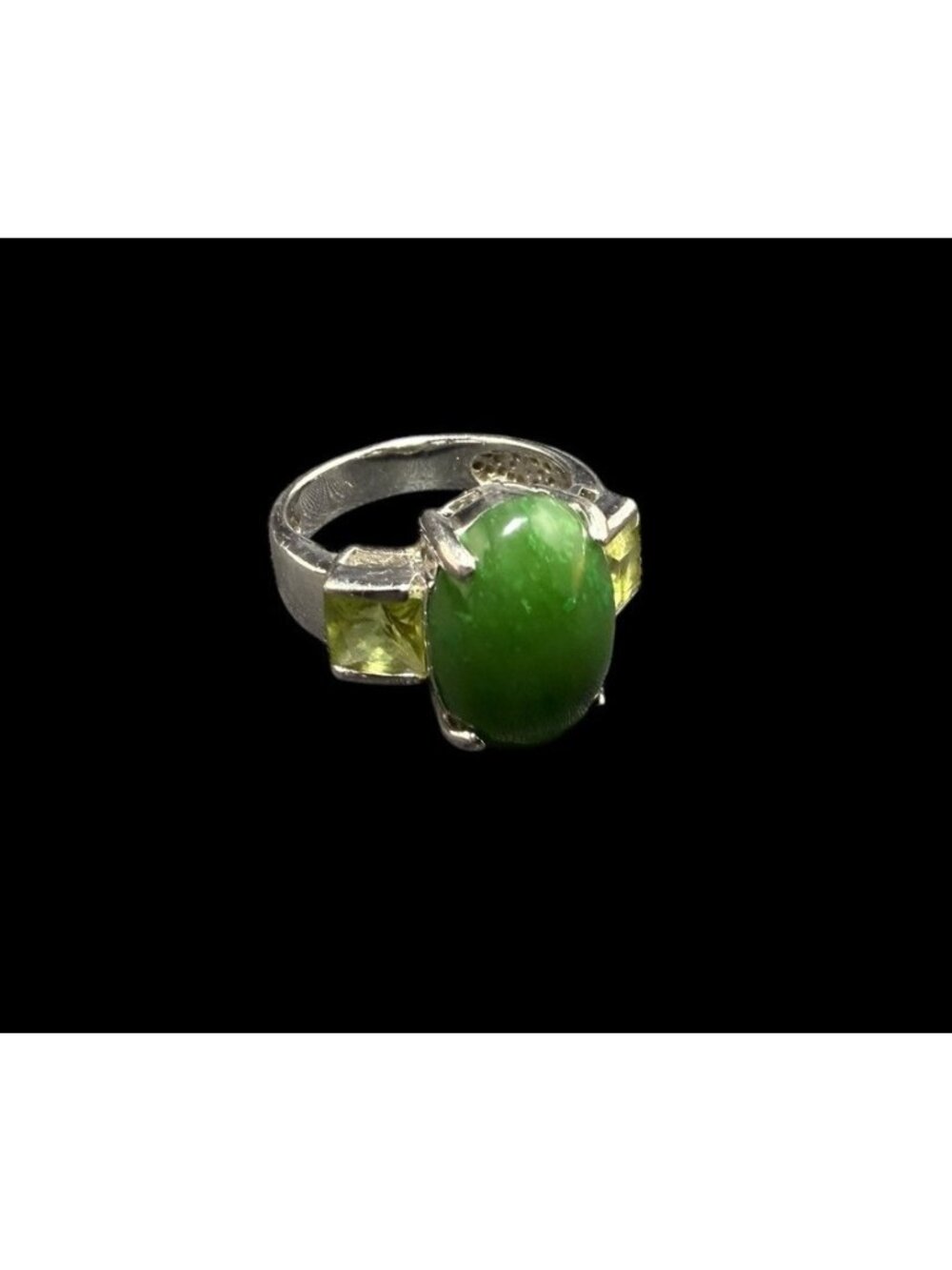 925 Multi Gemstone Ring 4mm Sterling Silver Band Size 5 Green Jade Peridot